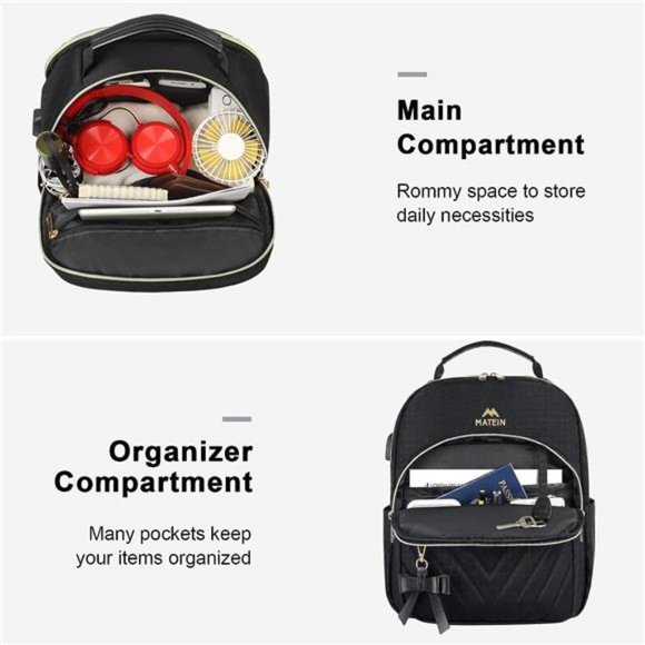 Mini Backpack Women Waterproof Stylish Daypack Purse Shoulder Bag w USB Port - Picture 3 of 6